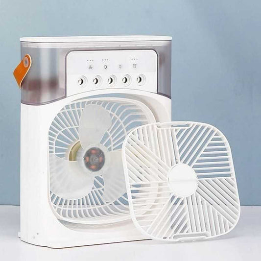 10 inch Portable Air Conditioner Fan Usb Electric Fan With Led Night Light, Fine Mist Water, And Humidifier Function Led Night Light Water Mist Mini Fan Cooler