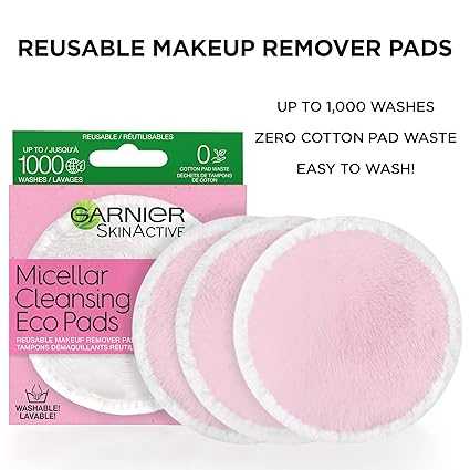 Garnier SkinActive Micellar Cleansing Eco Pads, Reusable, 3 Ultra-soft Microfiber Pads, 1 Count (Packaging May Vary)