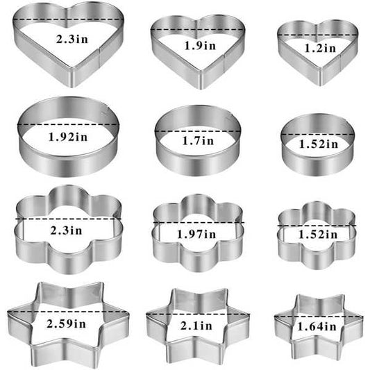 12pcs/Set Stainless Steel Cookie Cutter ( 4 Shapes)