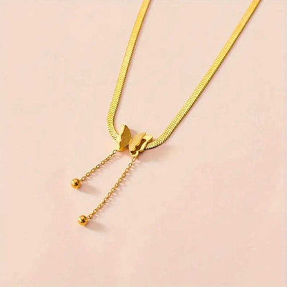 Steel Butterfly Pendant Necklace