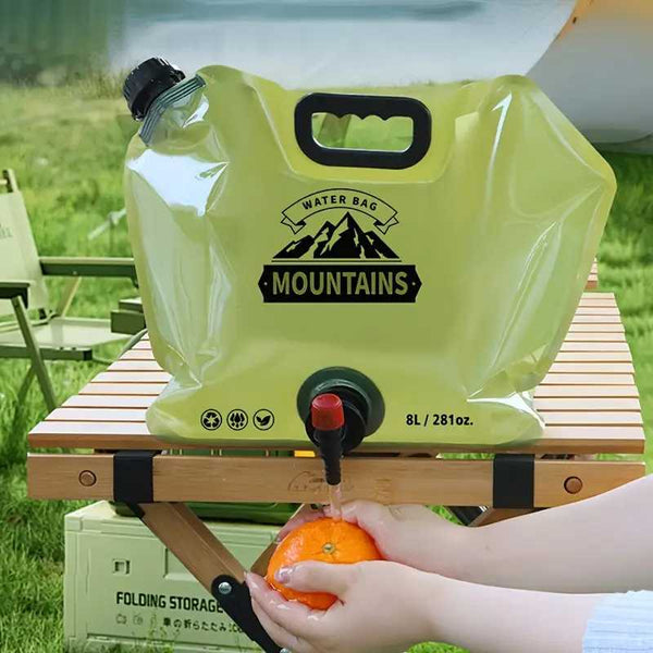 New 8L Collapsible Water Container with Spigot – Portable Foldable Water Storage Bag With Faucet for Camping, Hiking & Travel
