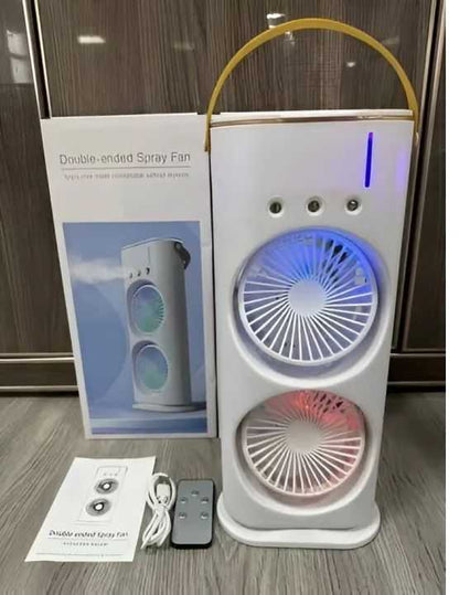 Rechargeable Automatic Rotating Dual Double Spray Mist Fan with Lightening Effects (with Box Packing)