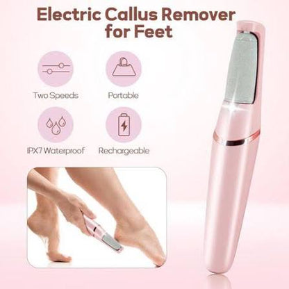Electric Callus Remover for Feet Rechargeable Foot File Pedicure Tools Portable Foot Callus Remover Water Resistant Professional Foot For Dead Skin Women Men Travel (Pink)
