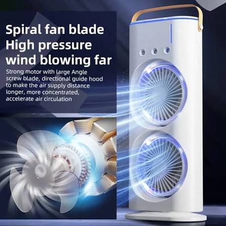 Rechargeable Automatic Rotating Dual Double Spray Mist Fan with Lightening Effects (with Box Packing)