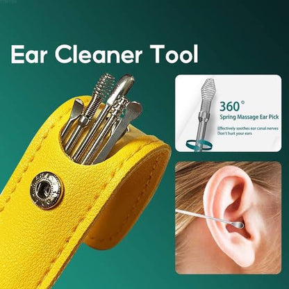 Ear Wax Cleaning Tools Kit with Leather Pouch