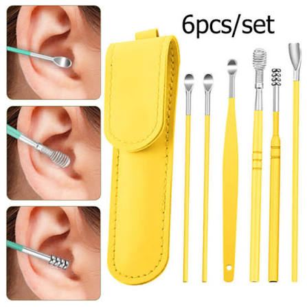 Ear Wax Cleaning Tools Kit with Leather Pouch