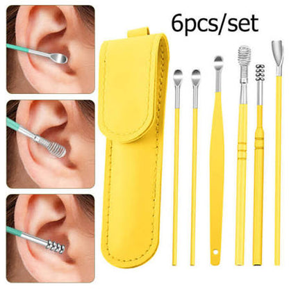 Ear Wax Cleaning Tools Kit with Leather Pouch