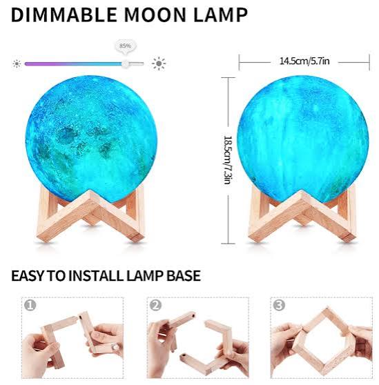 USB Moon Lamp 7 Color Changing Led Lights Himalayan Salt Lamp
