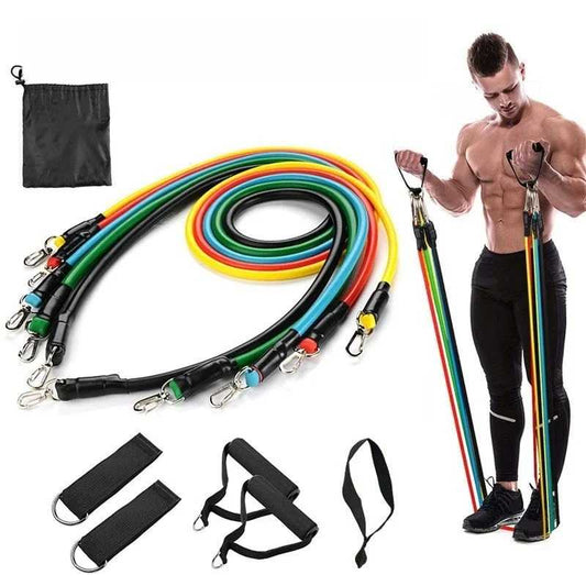 Home Gym Extreme Workout Fitness Strength Training Power Resistance Bands – 11 Pcs Set (JT-003)
