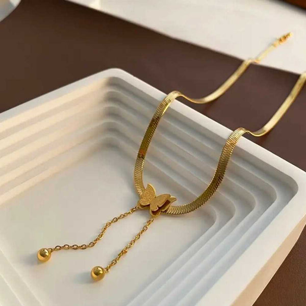 Steel Butterfly Pendant Necklace