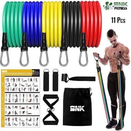 Home Gym Extreme Workout Fitness Strength Training Power Resistance Bands – 11 Pcs Set (JT-003)