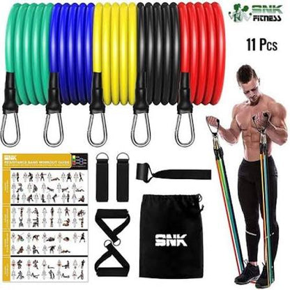 Home Gym Extreme Workout Fitness Strength Training Power Resistance Bands – 11 Pcs Set (JT-003)