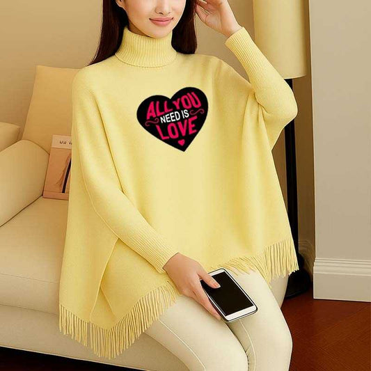 New Women's Bat-Wing Style Printed Fleece Poncho.